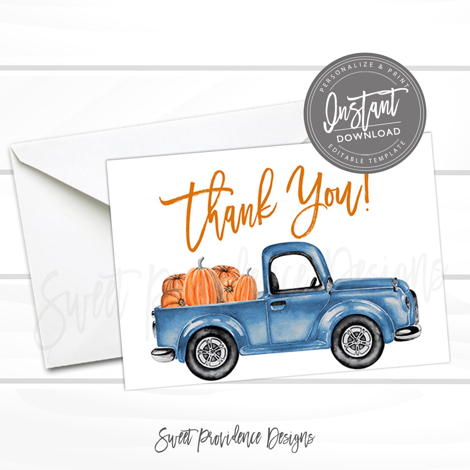 Fall Pumpkin Thank You Card