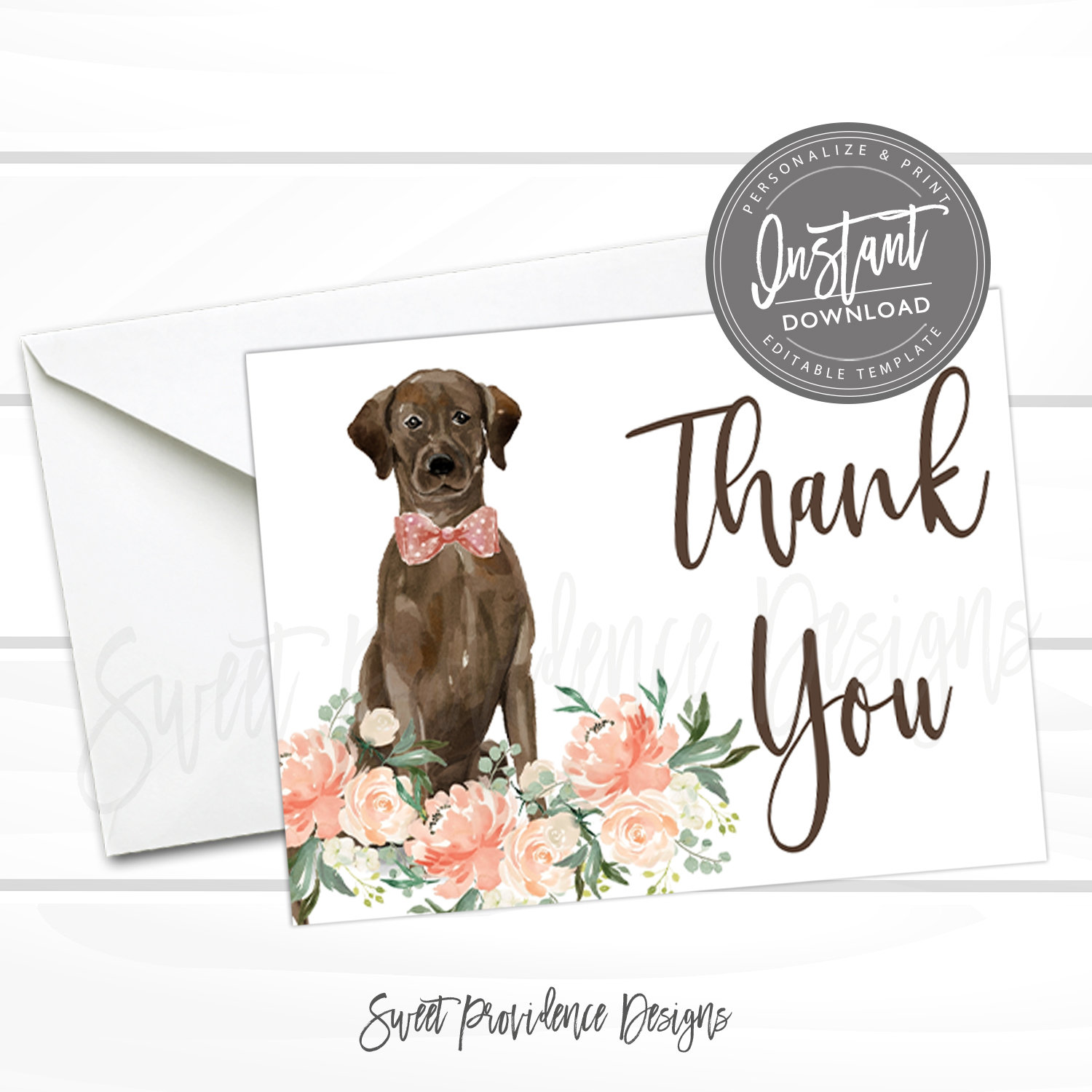 Chocolate Lab Thank You Card – Sweet Providence Designs