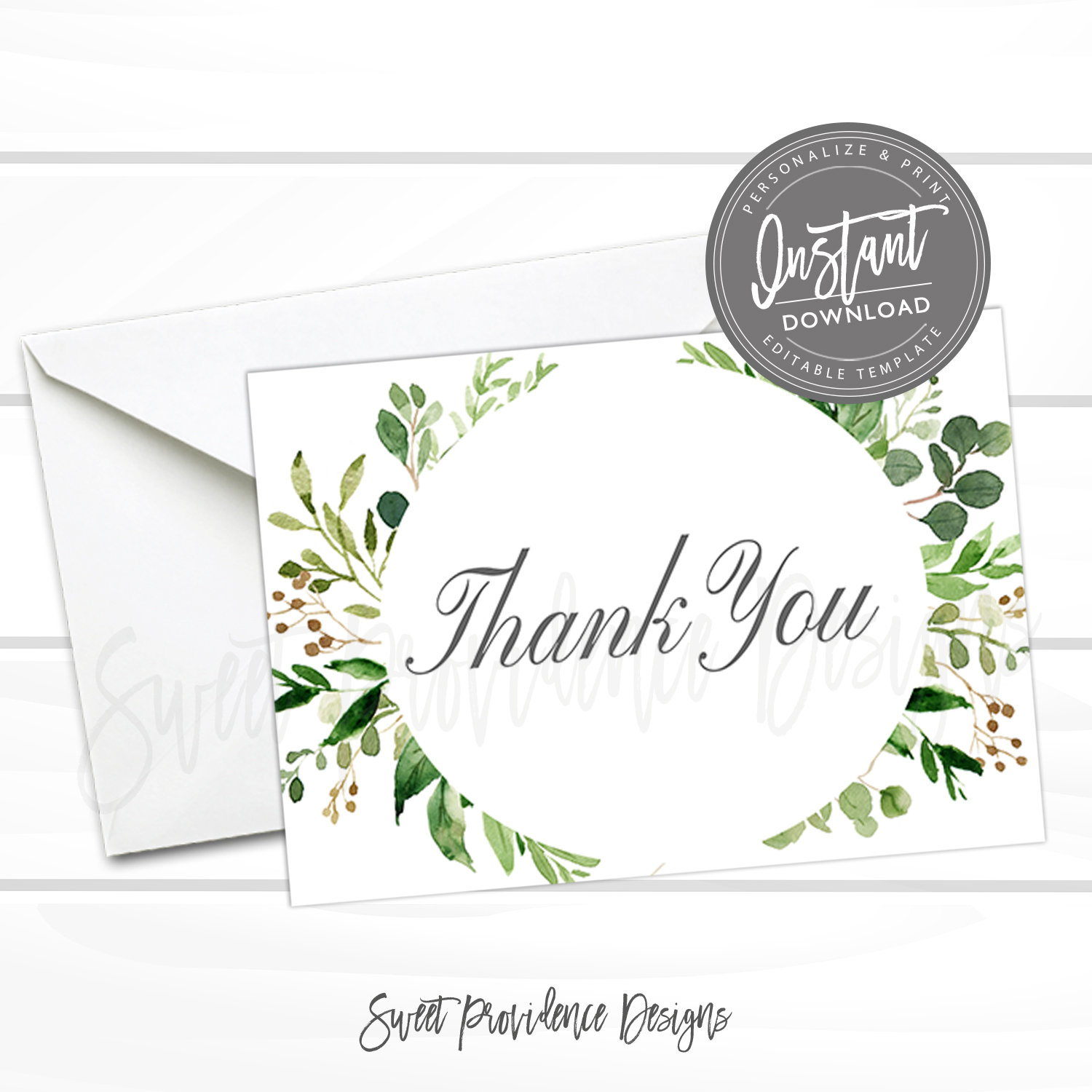 Greenery Thank you Card | Sweet Providence Designs