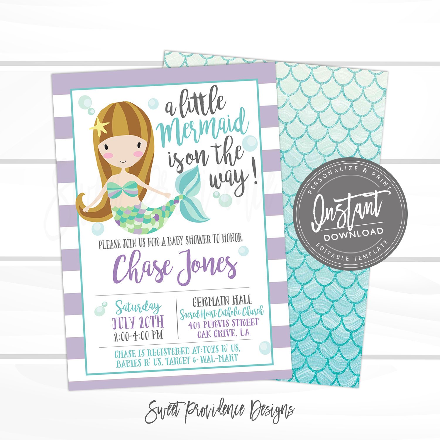 mermaid baby shower invitations