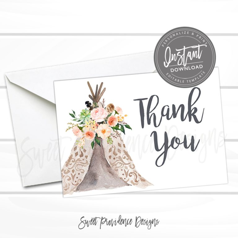 Teepee Thank You Card | Sweet Providence Designs