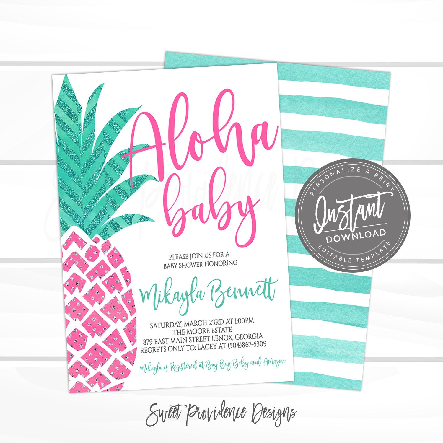 pineapple baby shower invitations