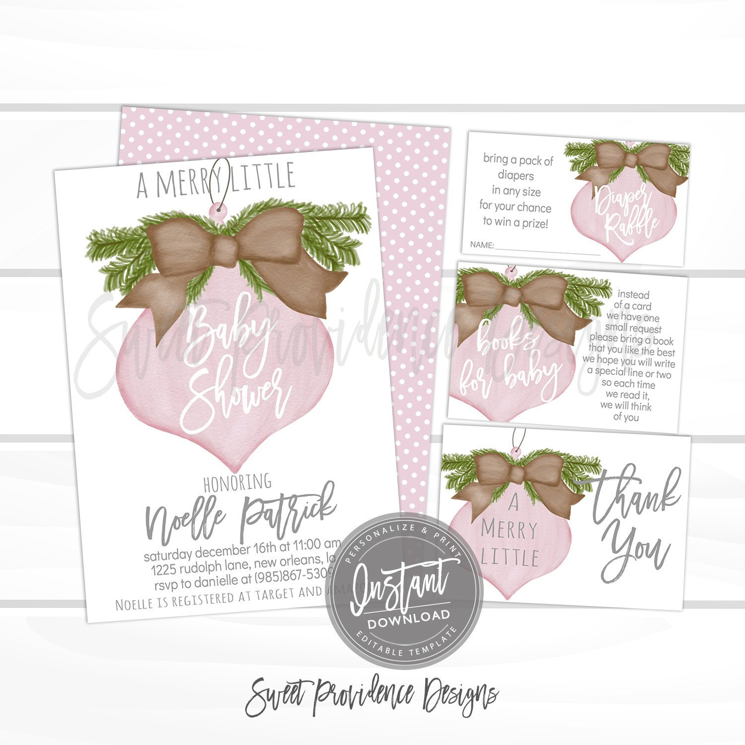 Christmas Baby Shower Invitation Kit | Sweet Providence Designs