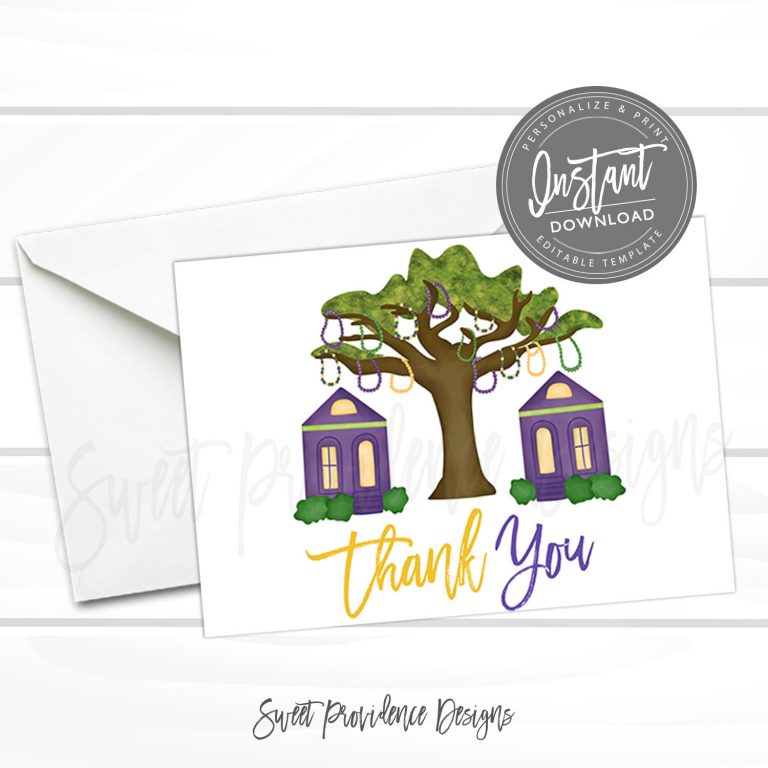 Mardi Gras Thank You Card | Sweet Providence Designs