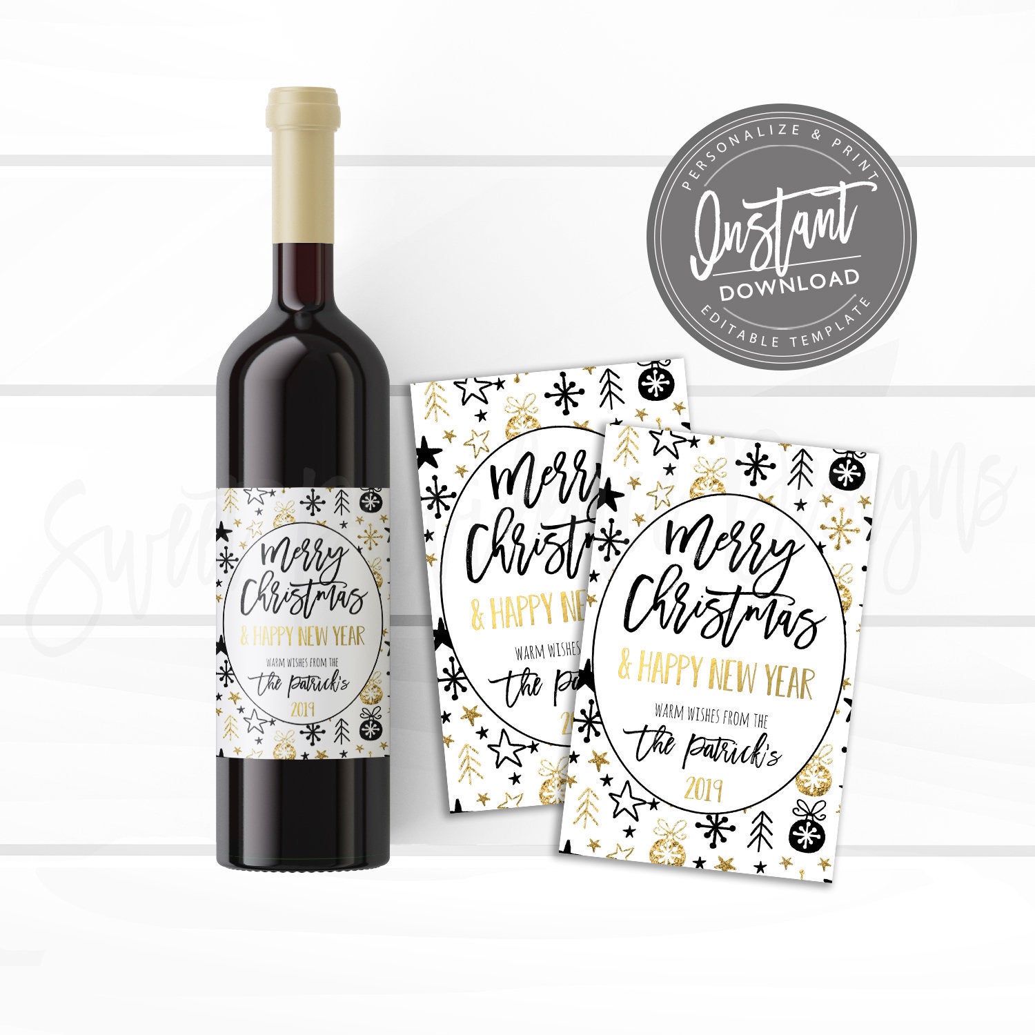 EDITABLE Christmas Wine Label – Sweet Providence Designs