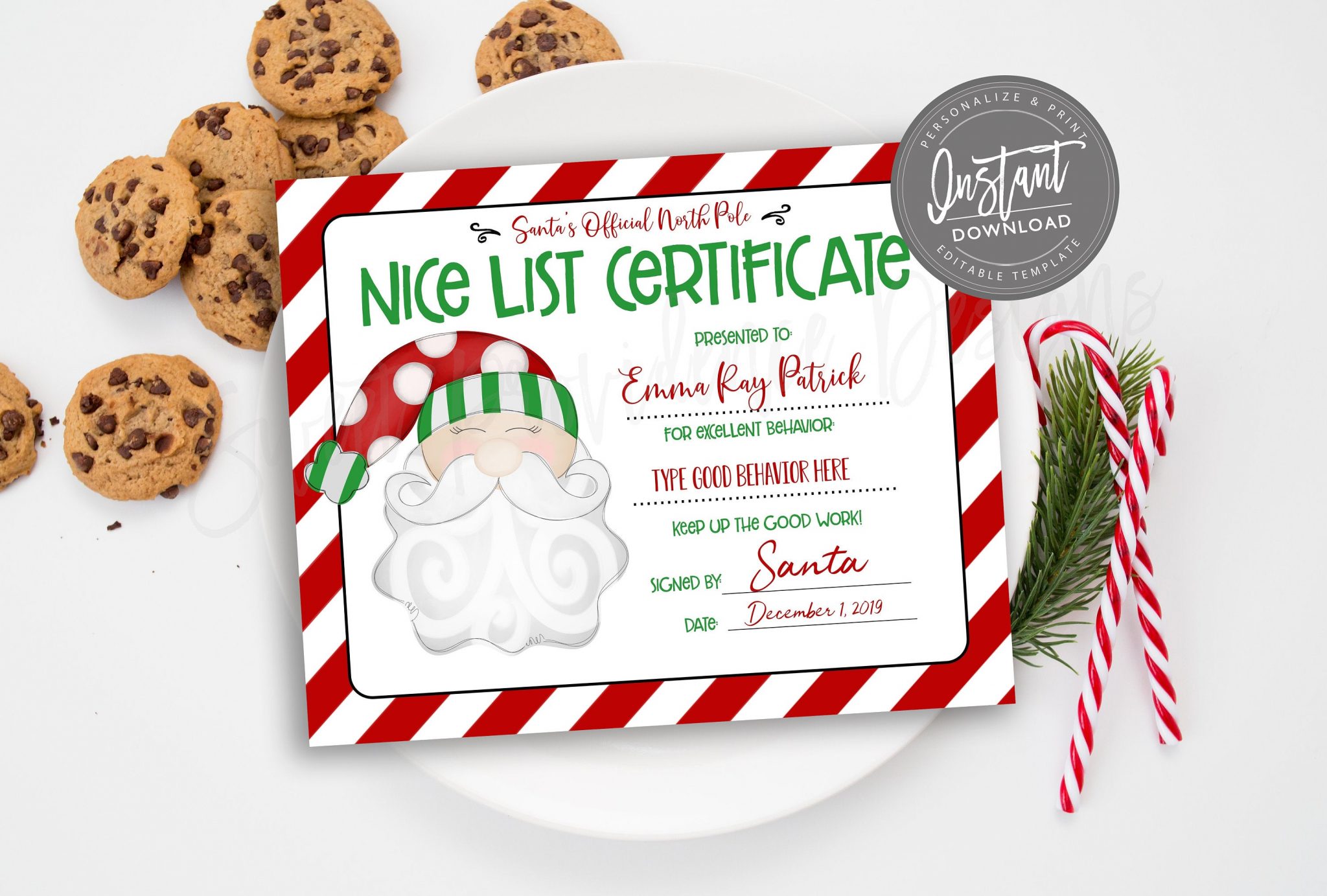 EDITABLE Naughty List Notice Nice List Certificate Note From Elf