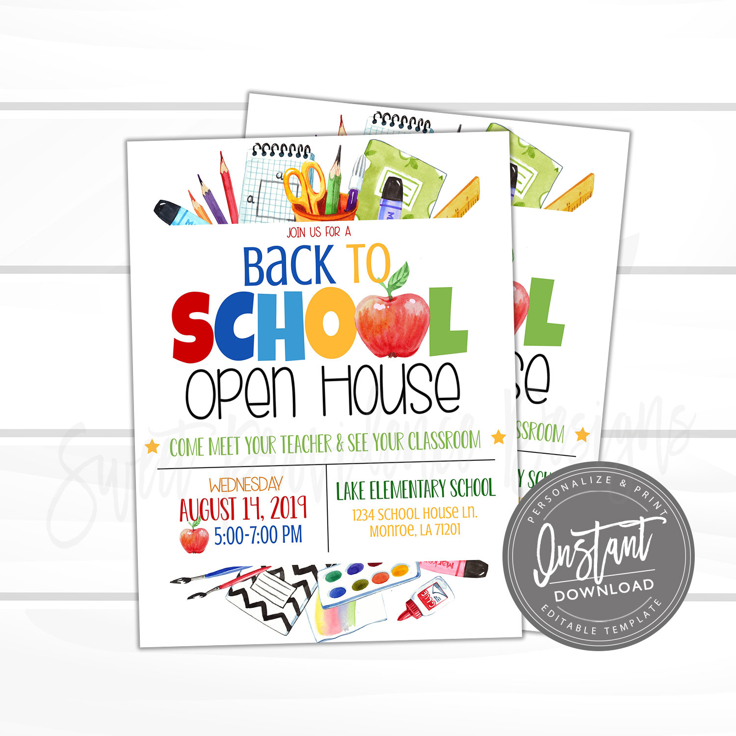 Editable School Open House Flyer Sweet Providence Designs