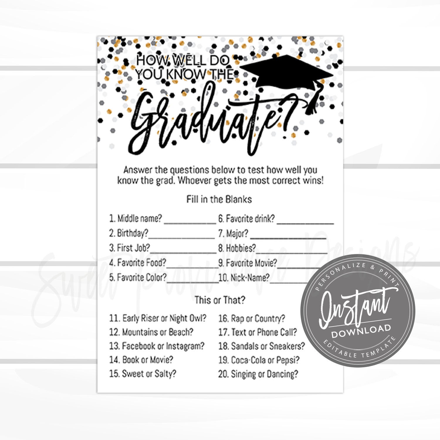 Graduation Party Game | Sweet Providence Designs