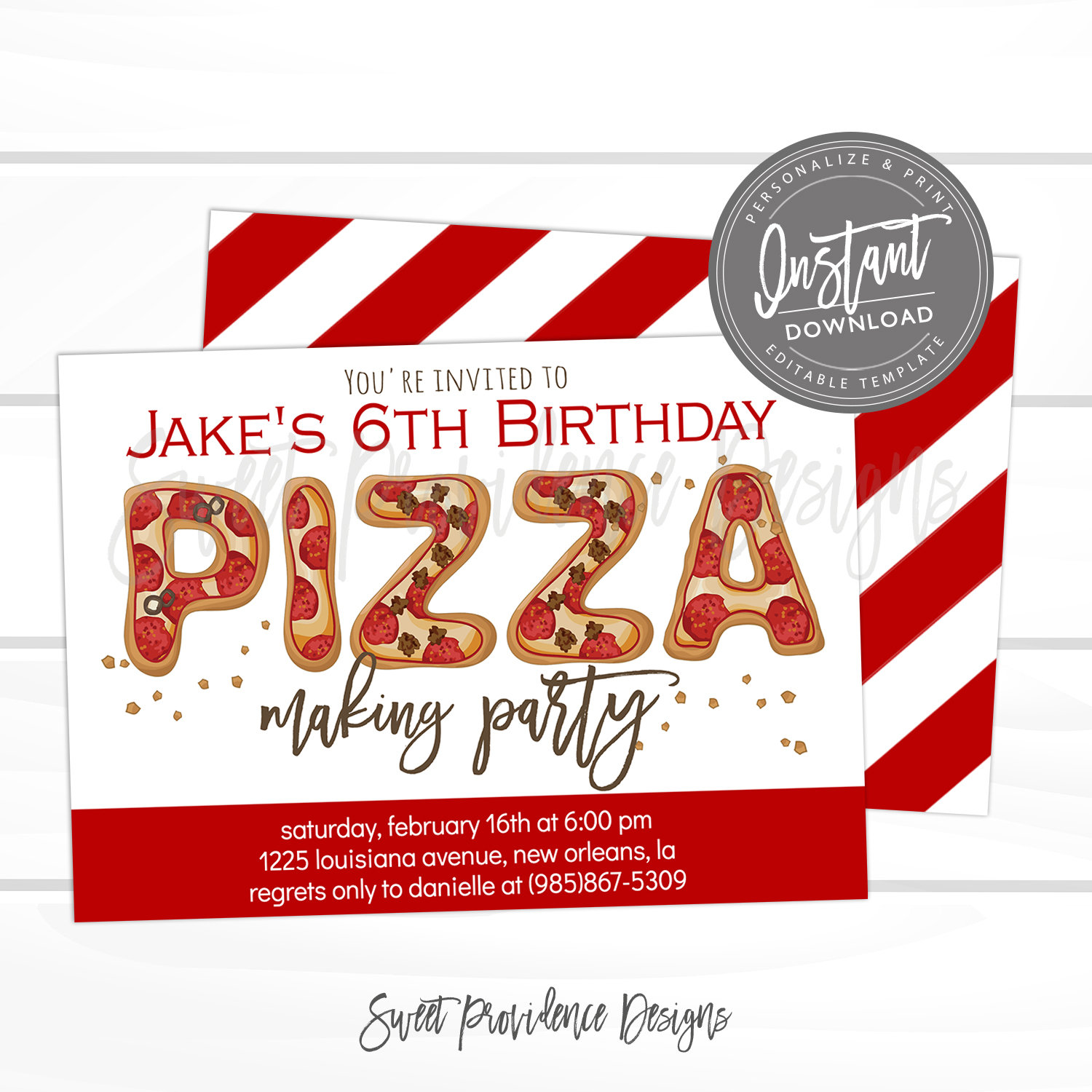 Pizza Invitation – Sweet Providence Designs