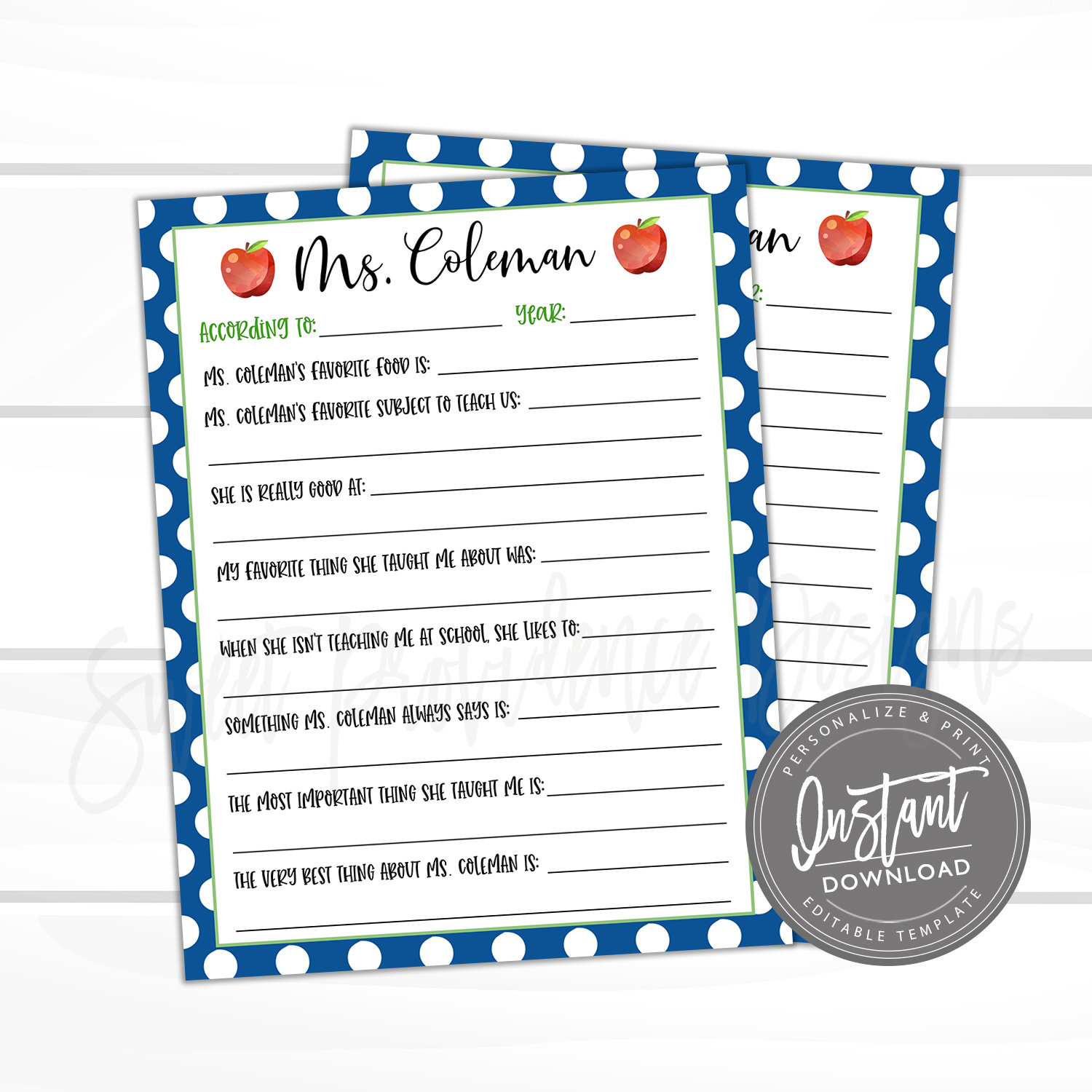 Editable All About Me Teacher Template