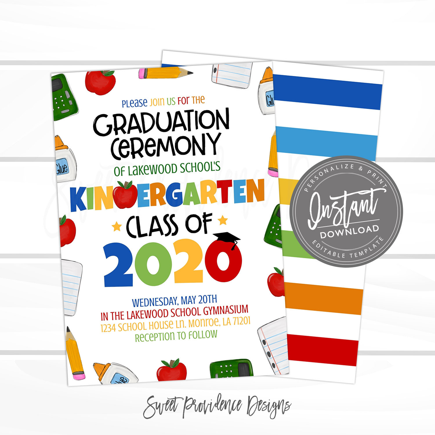 Kindergarten Graduation Ceremony Invitation | Sweet Providence Designs