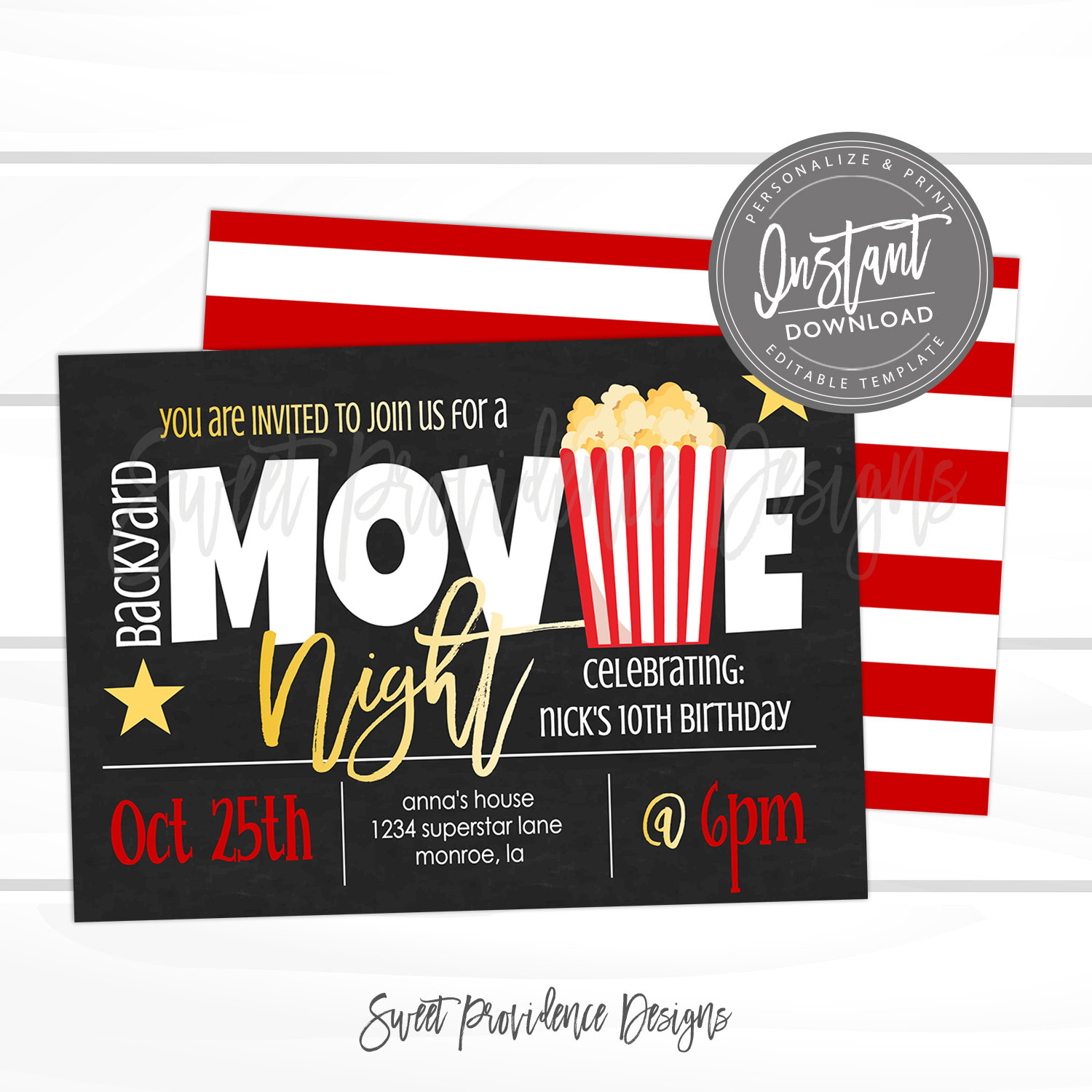 Movie Night Invitation Sweet Providence Designs