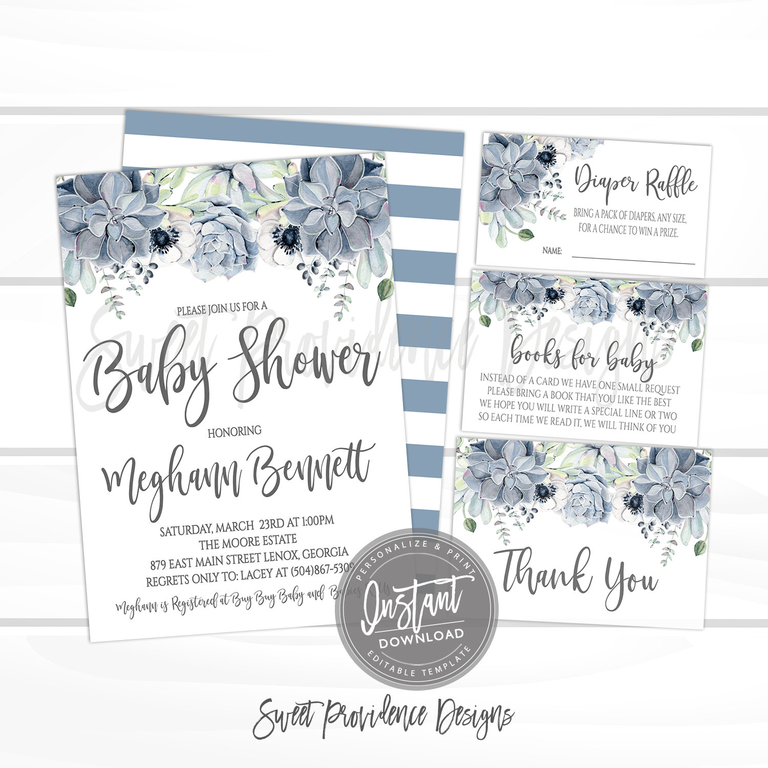 succulent baby shower invitations