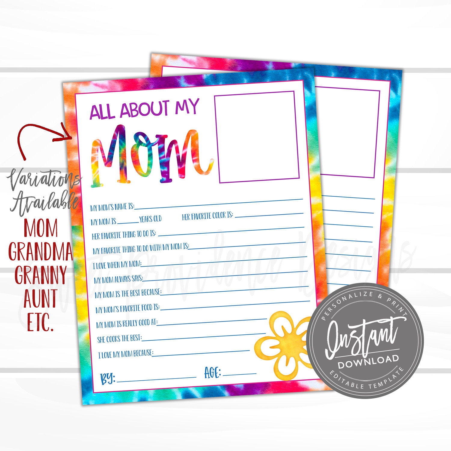 EDITABLE Mother's Day Questionnaire Sweet Providence Designs