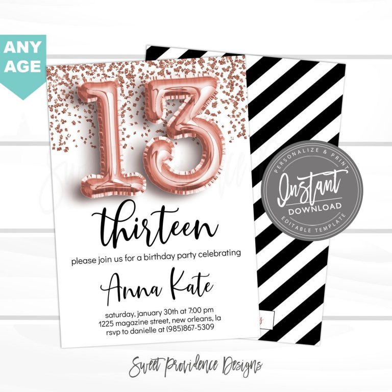 13th-birthday-invitation-any-age-editable-birthday-invitation-rose