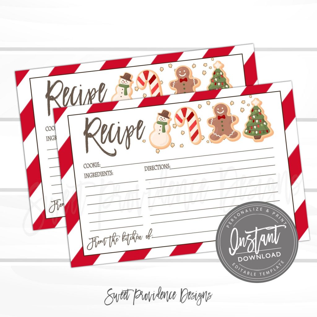 Editable Christmas Cookie Recipe Card Holiday Recipe Card Christmas Holiday  Baking Gift Idea Recipe Cards Instant Download Corjl Template -  Denmark