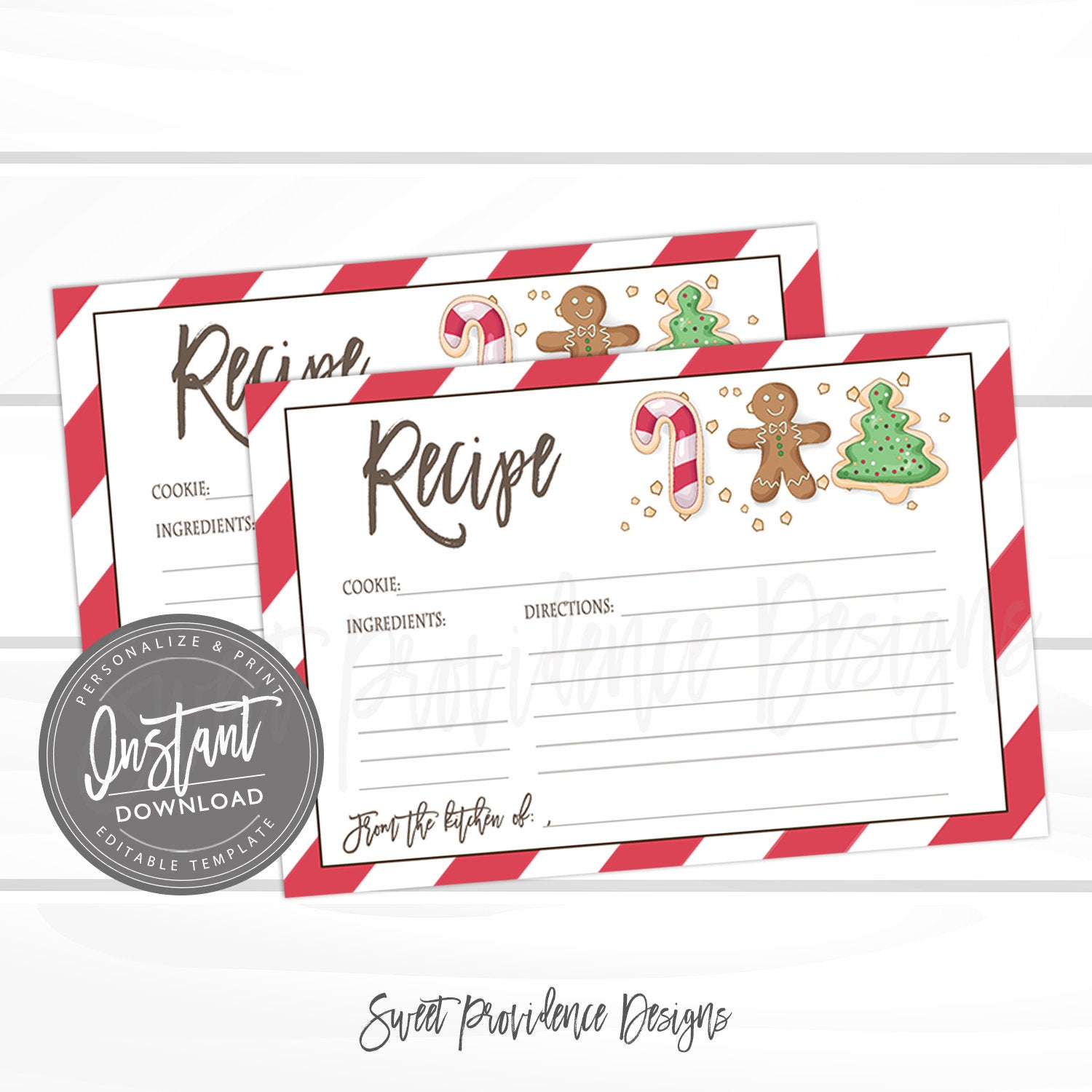 Christmas Cookie Exchange Recipe Card, Editable Christmas Recipe With Cookie Exchange Recipe Card Template