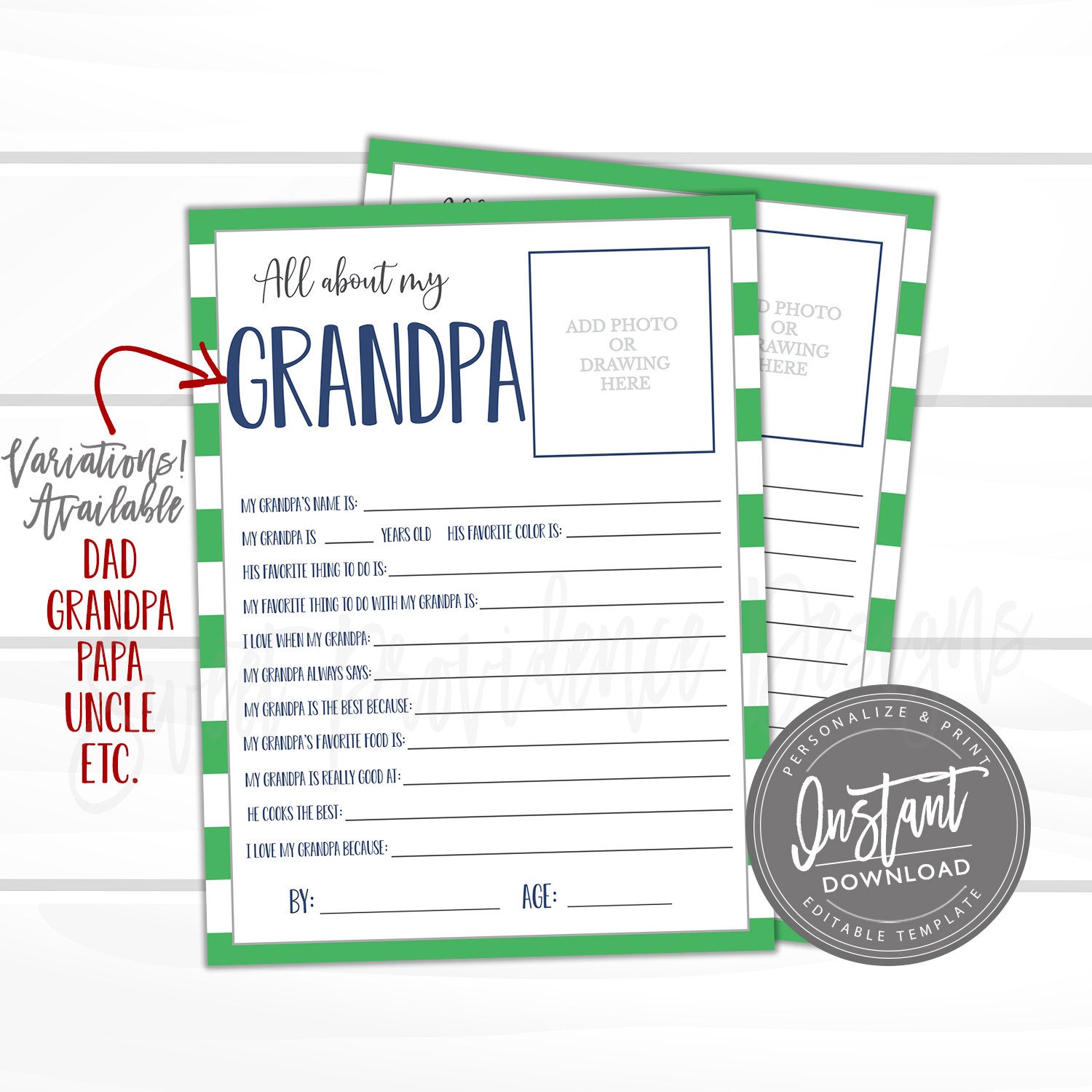 Editable Fathers Day Questionnaire Father S Day Gift All About Grandpa Survey Questions For Kids Fathers Day Survey Father S Day Present Sweet Providence Designs