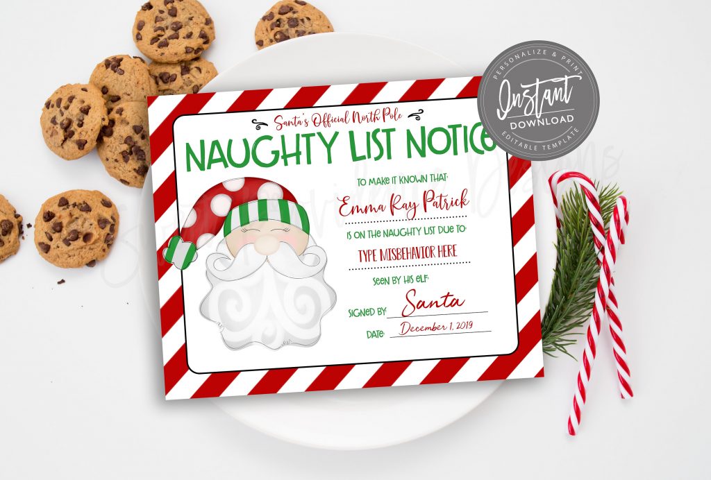 INSTANT Naughty or Nice List Surveillance Elf Headquartes Template Digital File Demo Now Edit with Corjl Includes both files Christmas Ideas
