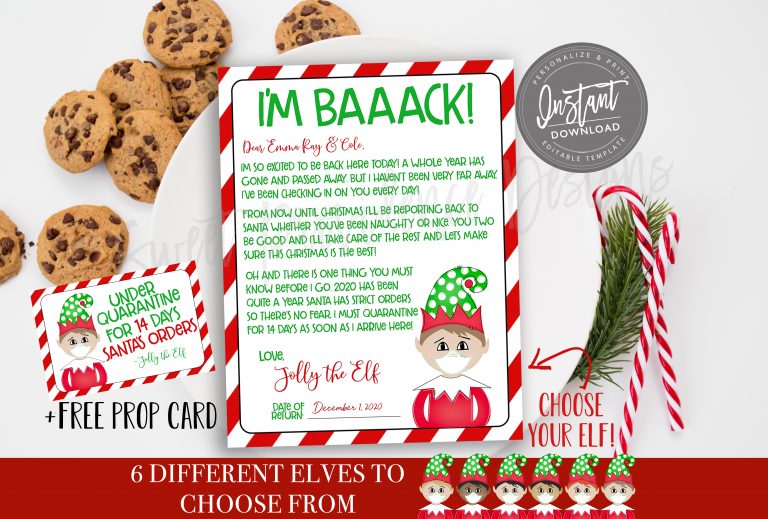 Elf Quarantine Arrival Letter, Editable Elf Welcome Note, 2021 Santa ...