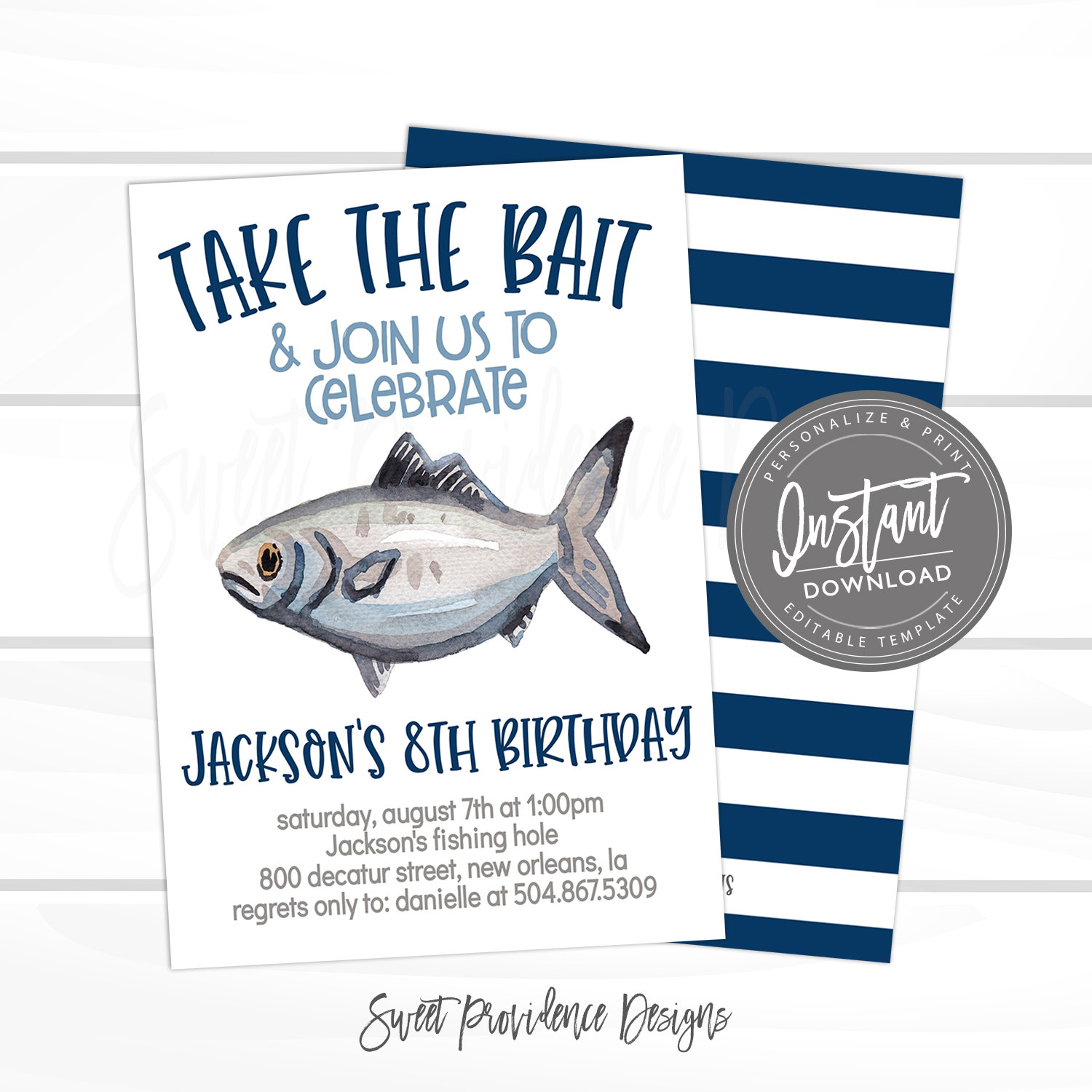 Fishing birthday party invitation Template