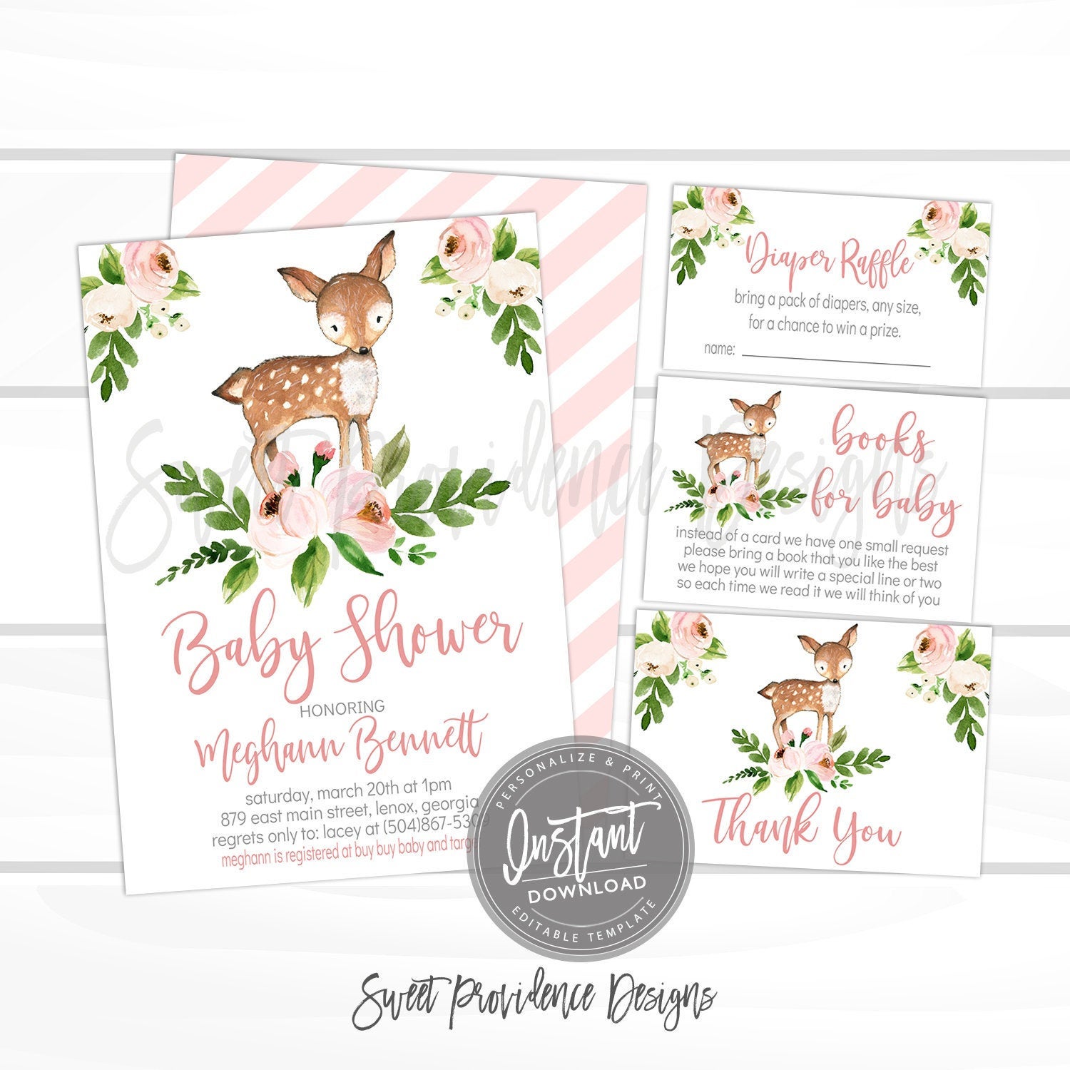Baby Shower Invitation Baby Girl Patterns Invite baby girl shower Printable Digital File OR Printed Cards