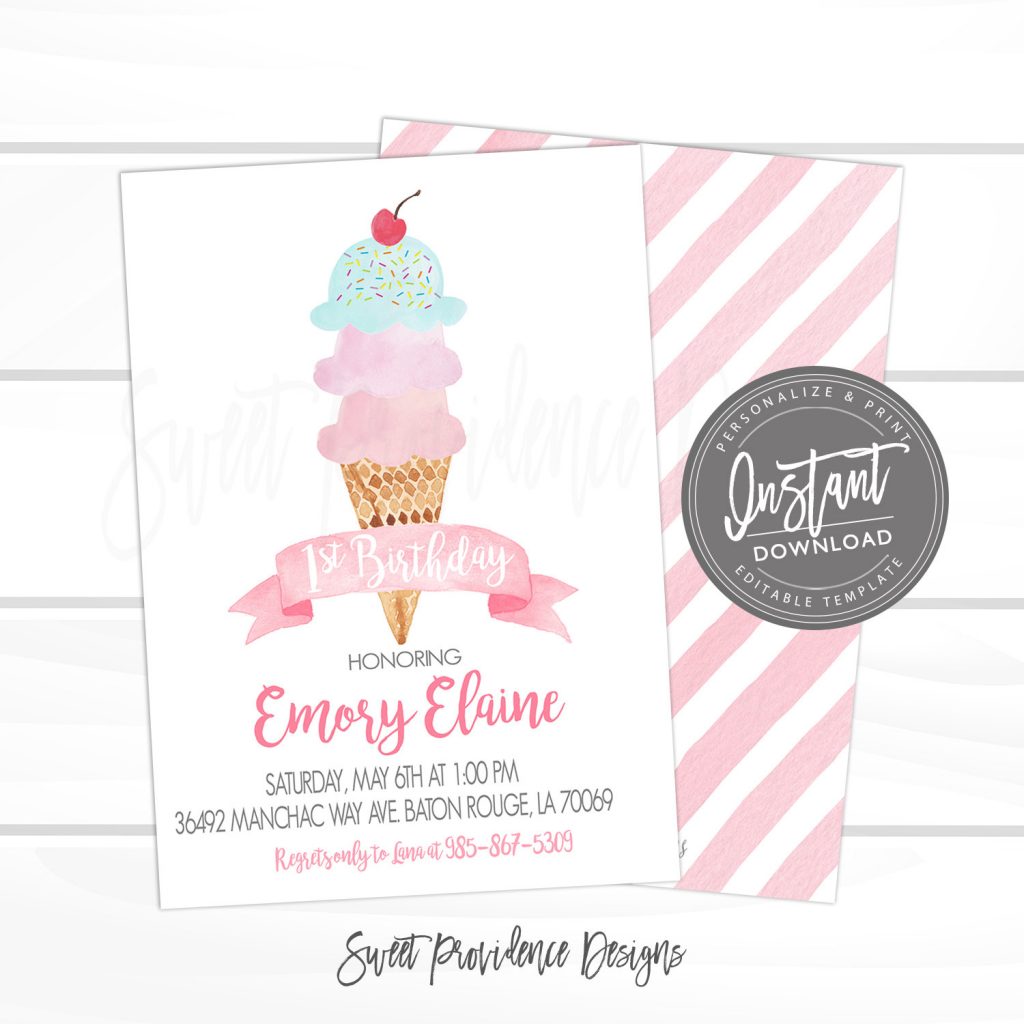 ICE CREAM PARTY Balanced Diet Sign 8x10 Birthday 