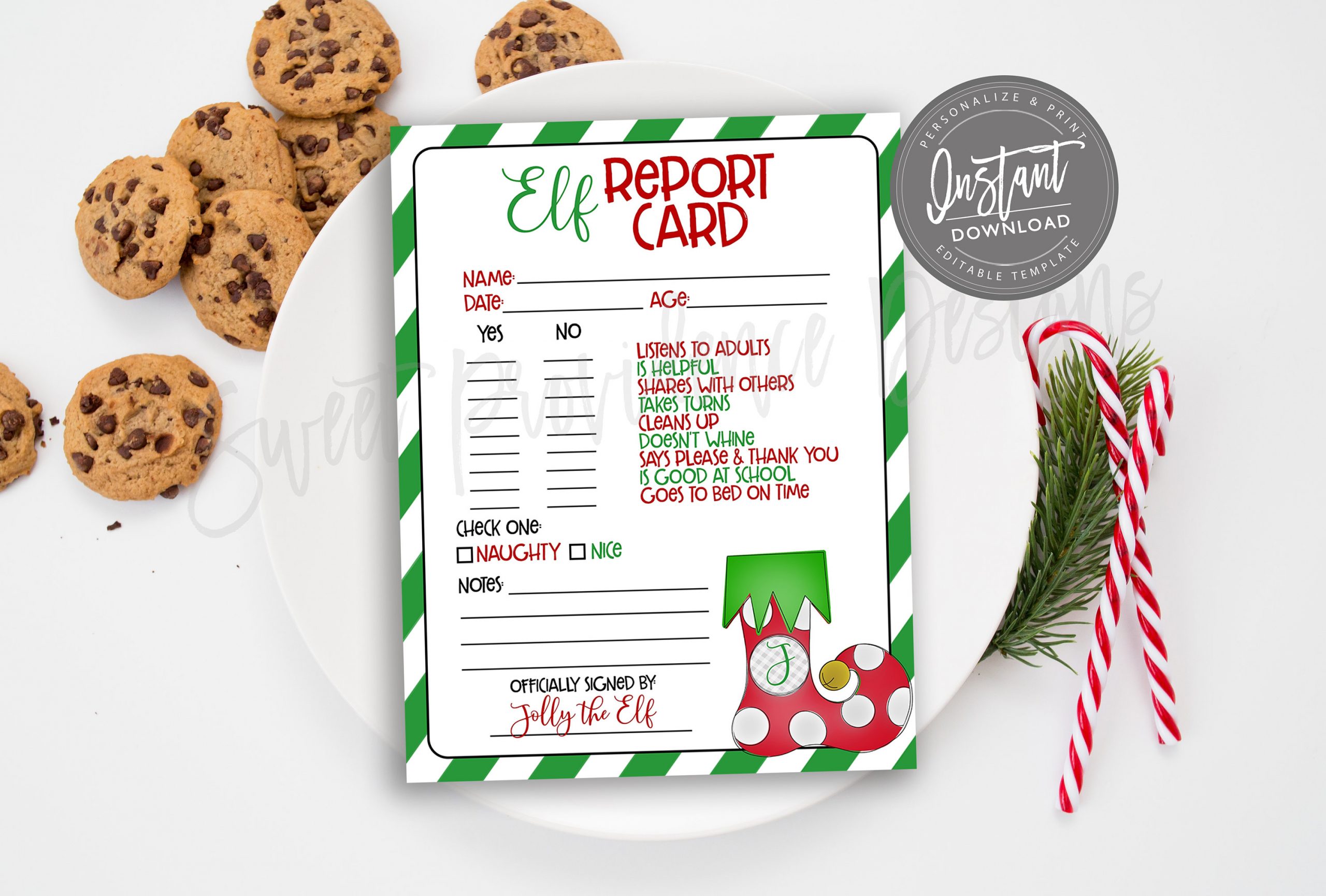 Paper EDITABLE Elf Report Card Elf Santa Naughty Or Nice Report Elf 