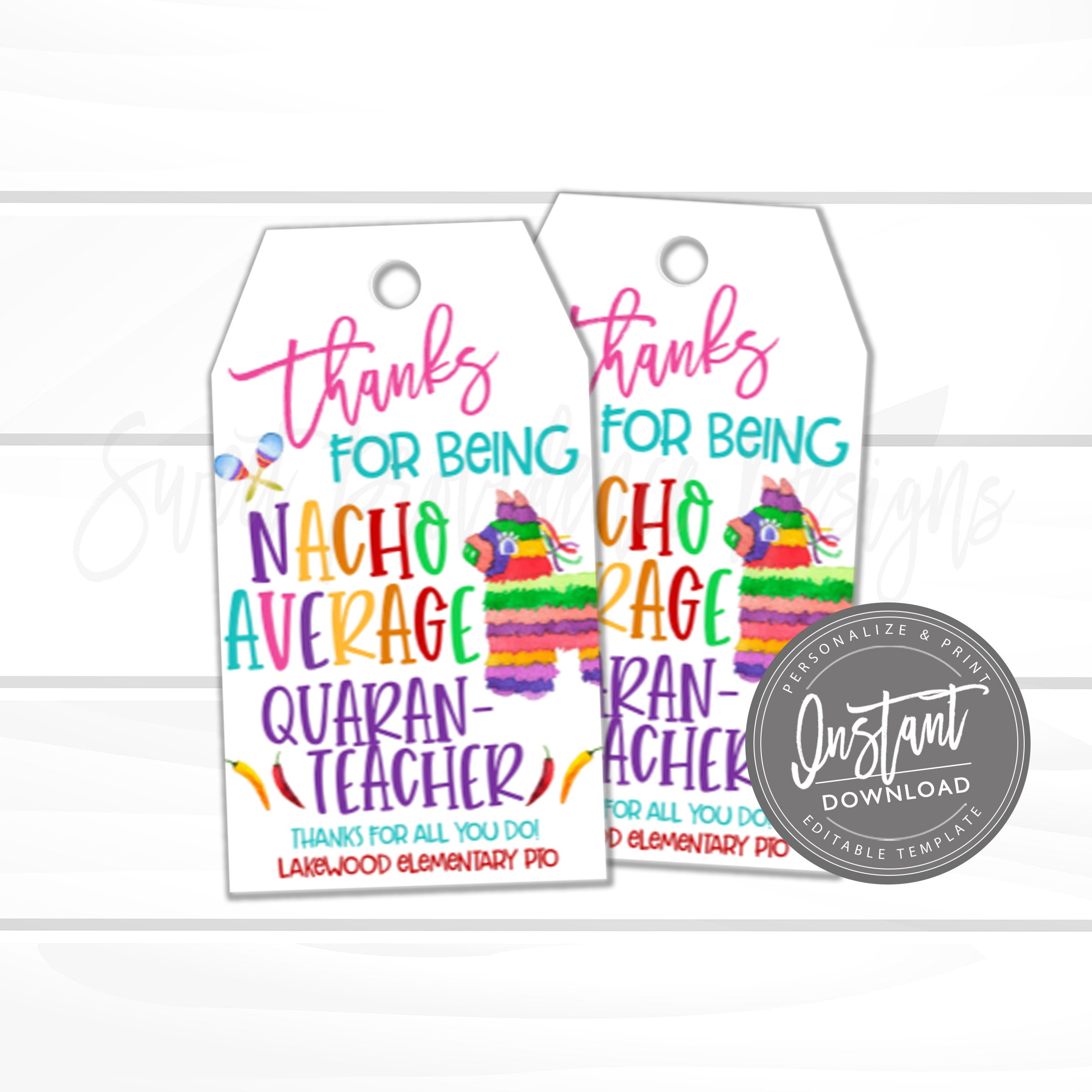 Quaran Teacher Appreciation Thank You Fiesta Thank You Template Diy End Of School Year Printable Instant Access Edit Now Sweet Providence Designs