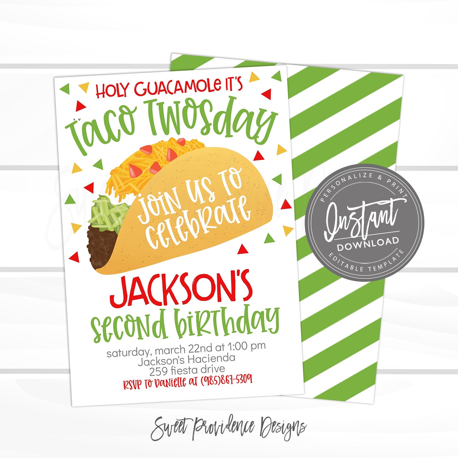 Taco Twosday Invitation Taco Twos Day Birthday Invite Taco Party Printable Second Birthday Editable Fiesta Template Instant Access Sweet Providence Designs