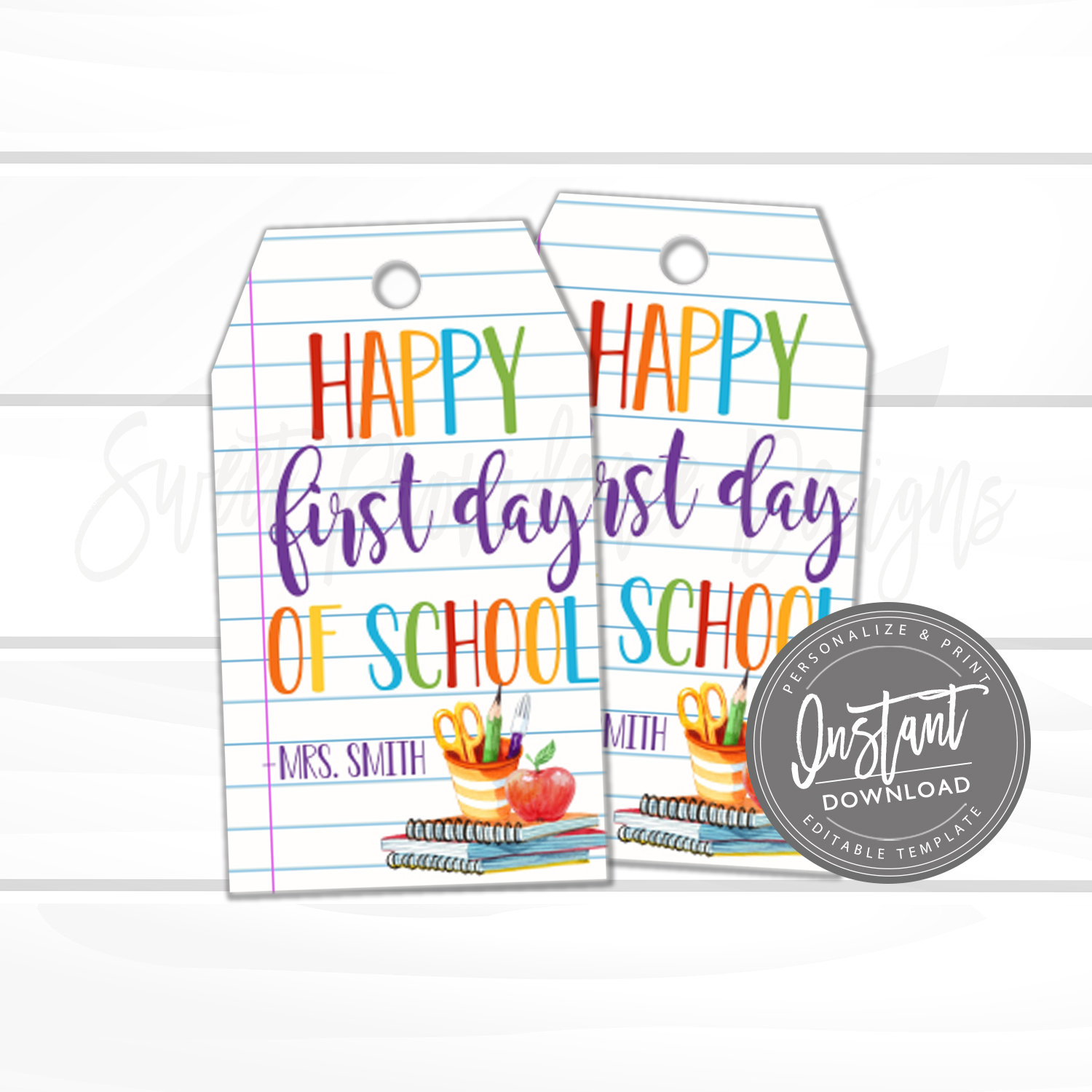 Back to School Teacher Printable Gift Tag, Thank You Favor Tag template ...