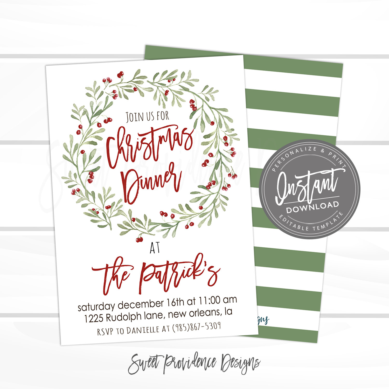 Christmas Dinner Invitation Christmas Dinner Party Editable Template