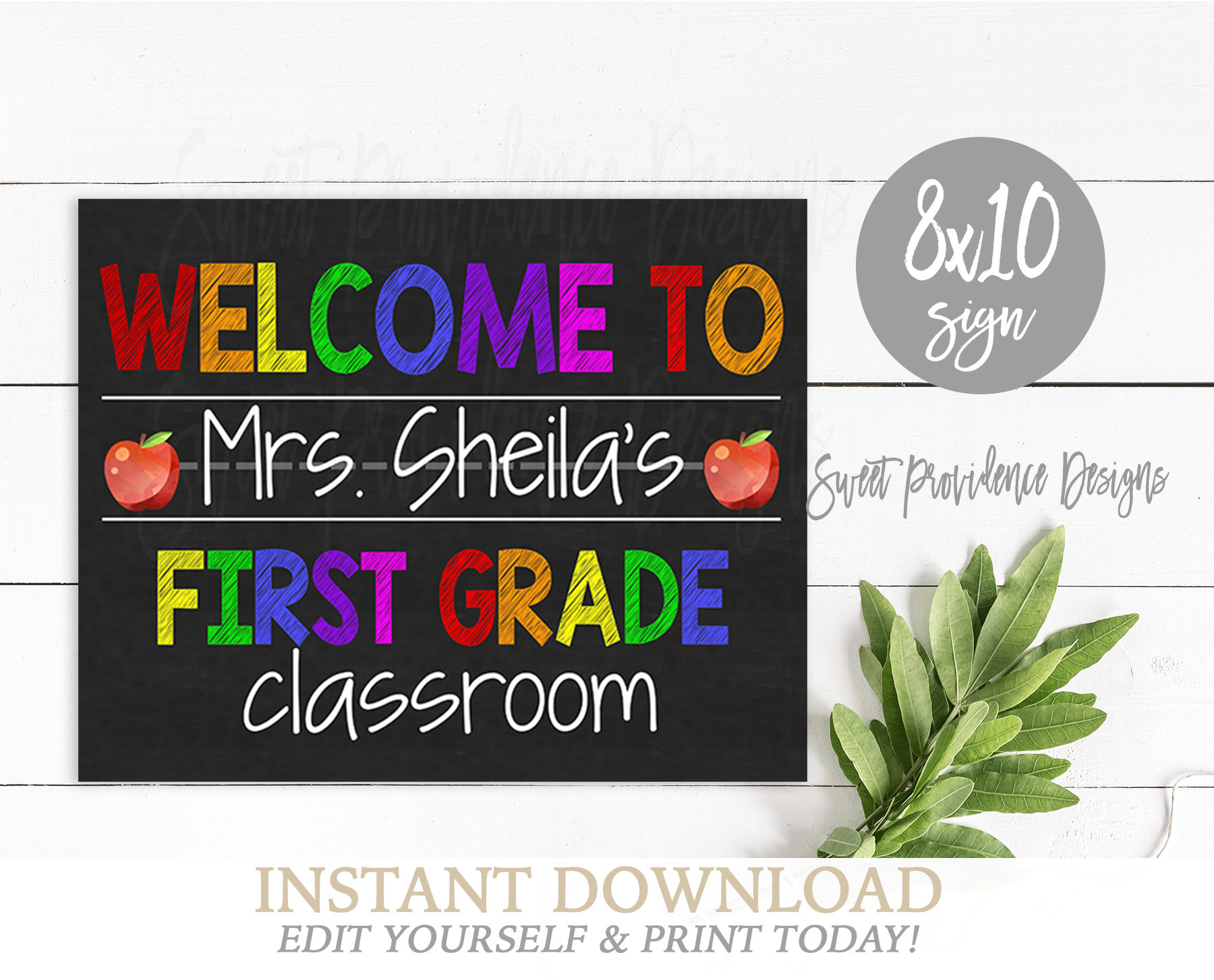 Classroom decor Sign, Back to School Chalkboard, Teacher Name, EDITABLE ...