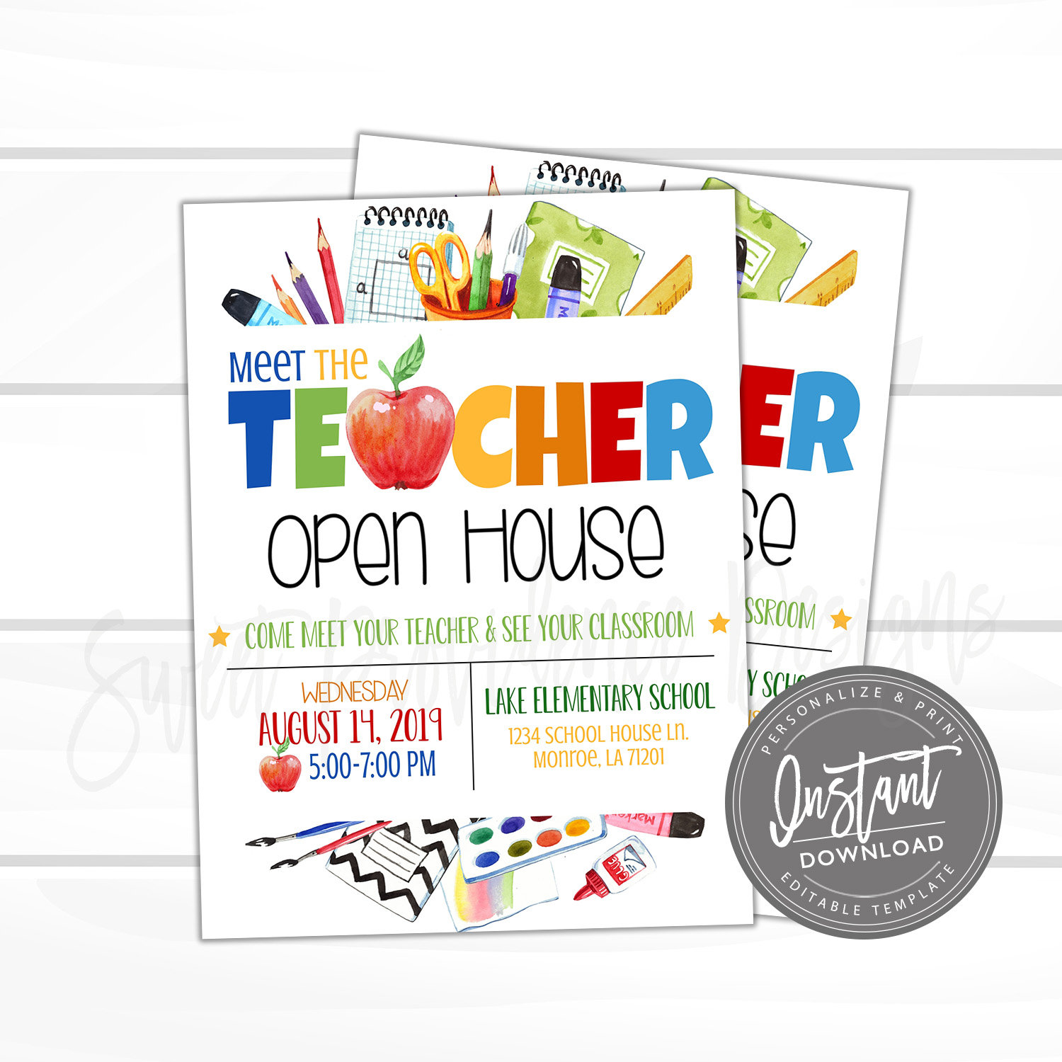 Editable Meet the Teacher, Open House Flyer, PTO PTA Open House With Regard To Meet The Teacher Template