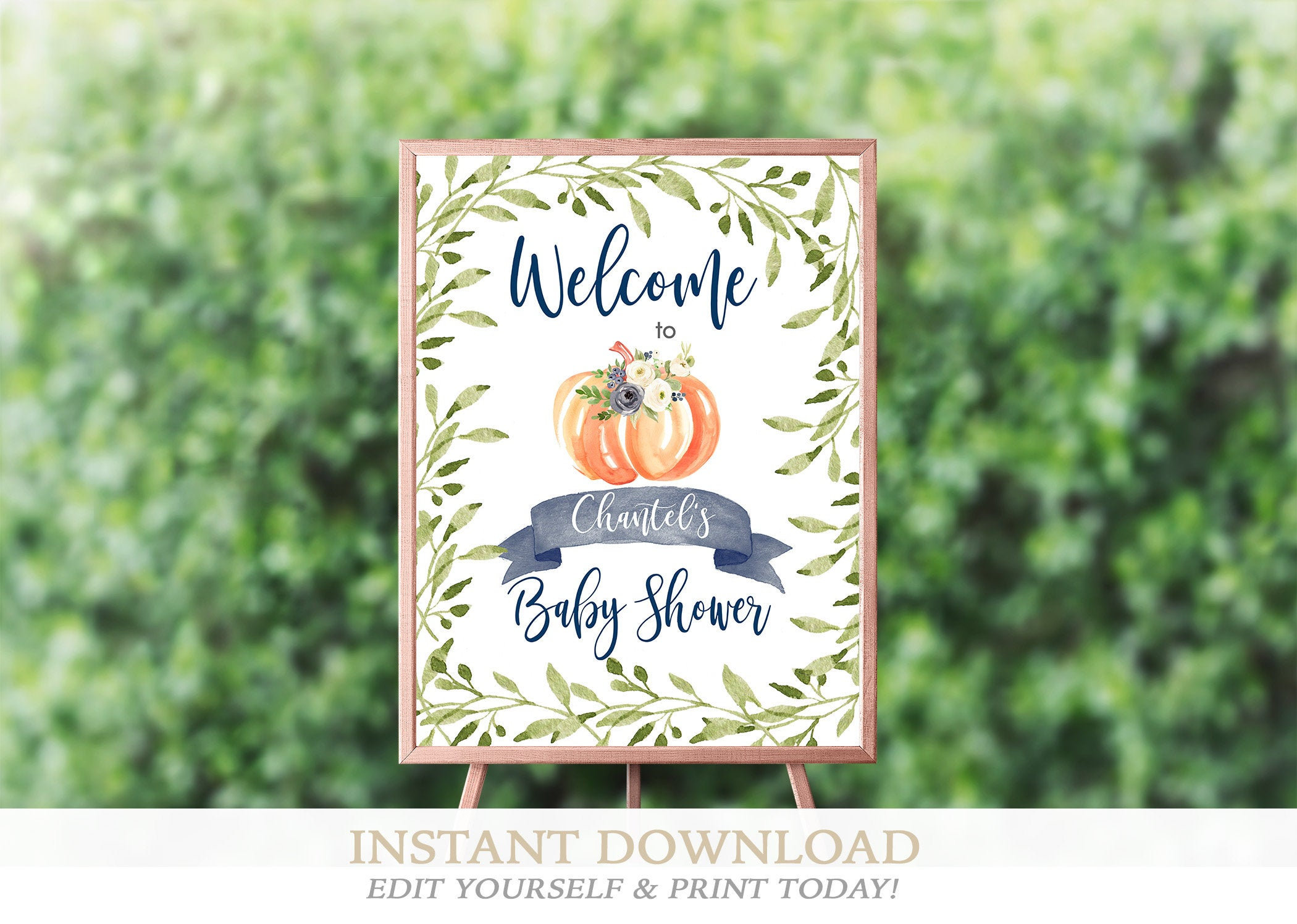 Fall Baby Shower Welcome Sign, Personalized Baby Shower Sign, Editable  Easel Print, Baby Shower Table Sign, Fall Pumpkin, Instant Download