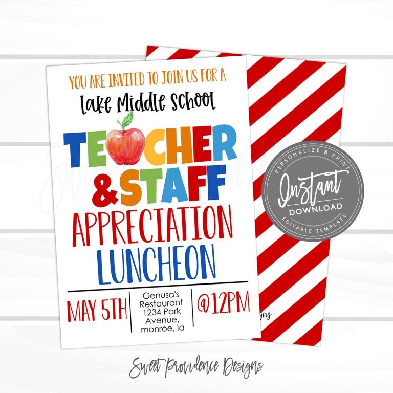 Teacher Appreciation Luncheon Invitation, Apple Theme Luncheon, PTO PTA ...