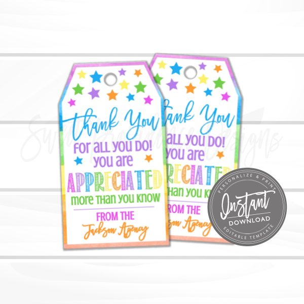 Thank You Gift Tags, Staff Appreciation Week, Teacher Staff Nurse ...