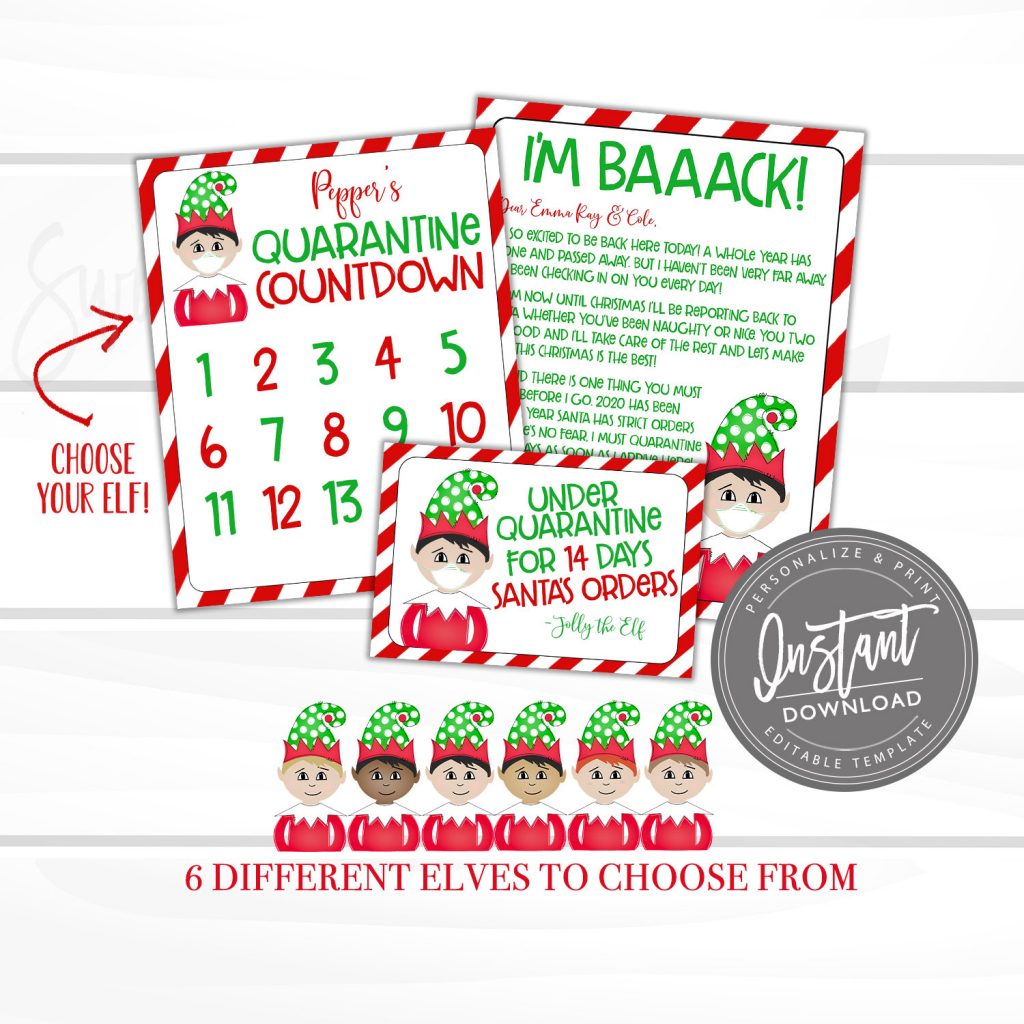 EDITABLE Elf Quarantine Countdown, Printable Elf Arrival Letter, Notes ...