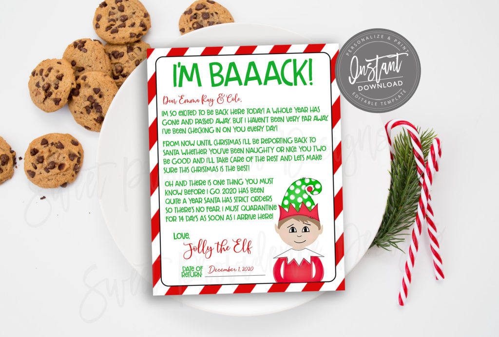 Elf Quarantine Arrival Letter, Editable Elf Welcome Note, 2021 Santa Letter, Custom Christmas ...