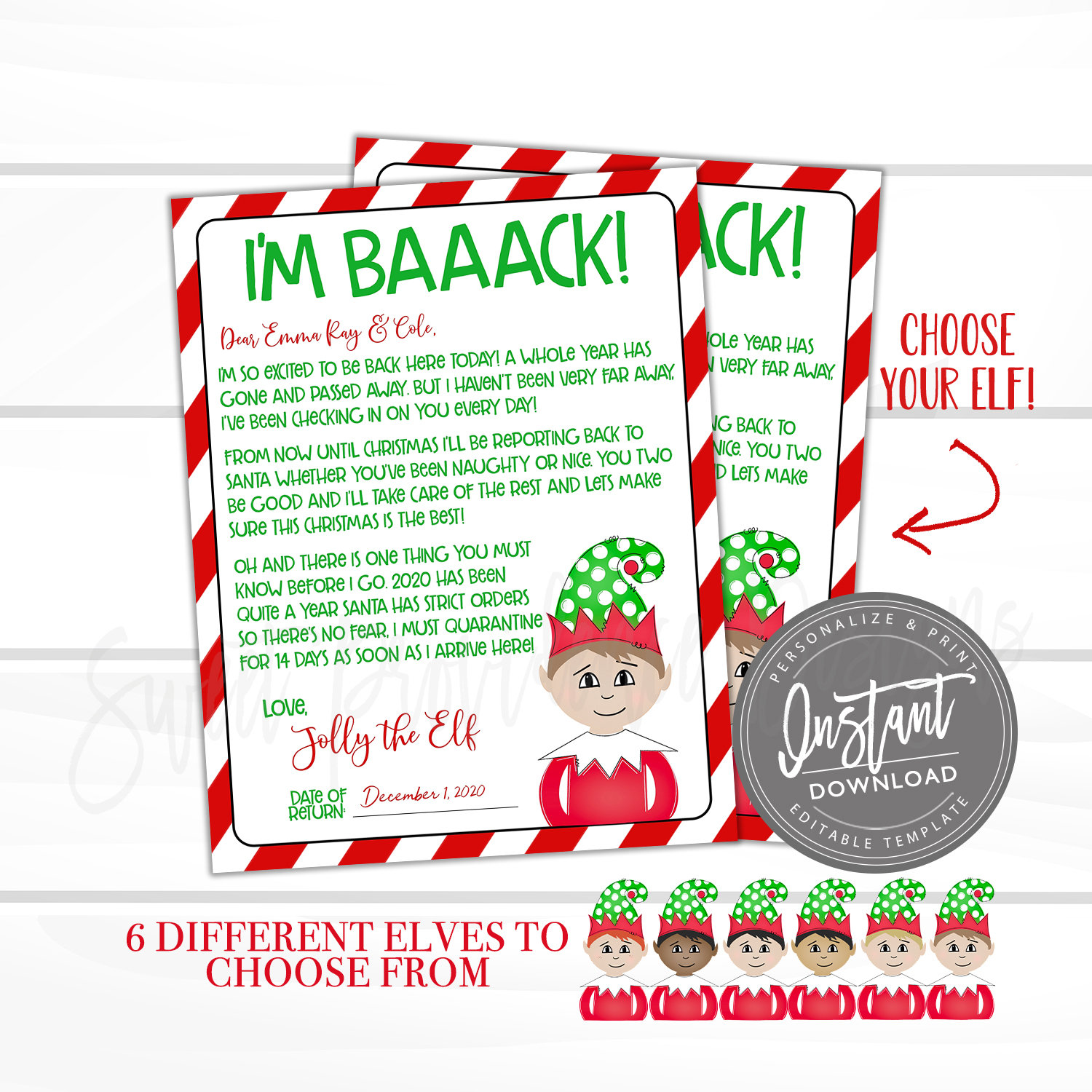 Elf Arrival Letter, I'm Back Editable Goodbye Quarantine, 2021 Santa Letter, Custom Christmas Personalized Printable Instant Access EDIT NOW - Image 2