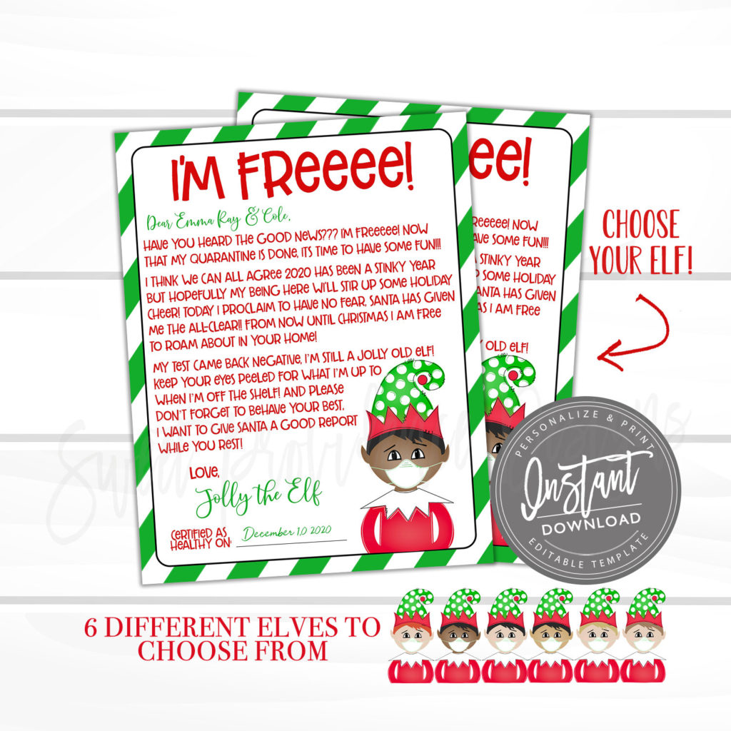 EDITABLE Elf Free from Quarantine Notice, Printable Elf Letter, Notes from the Elf, Elf Prop ...