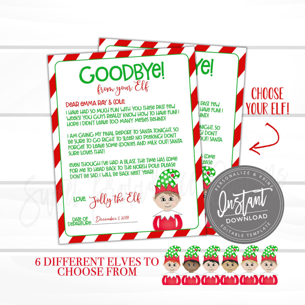 EDITABLE Elf Goodbye Stationery, Printable Elf Letters, Notes from the ...