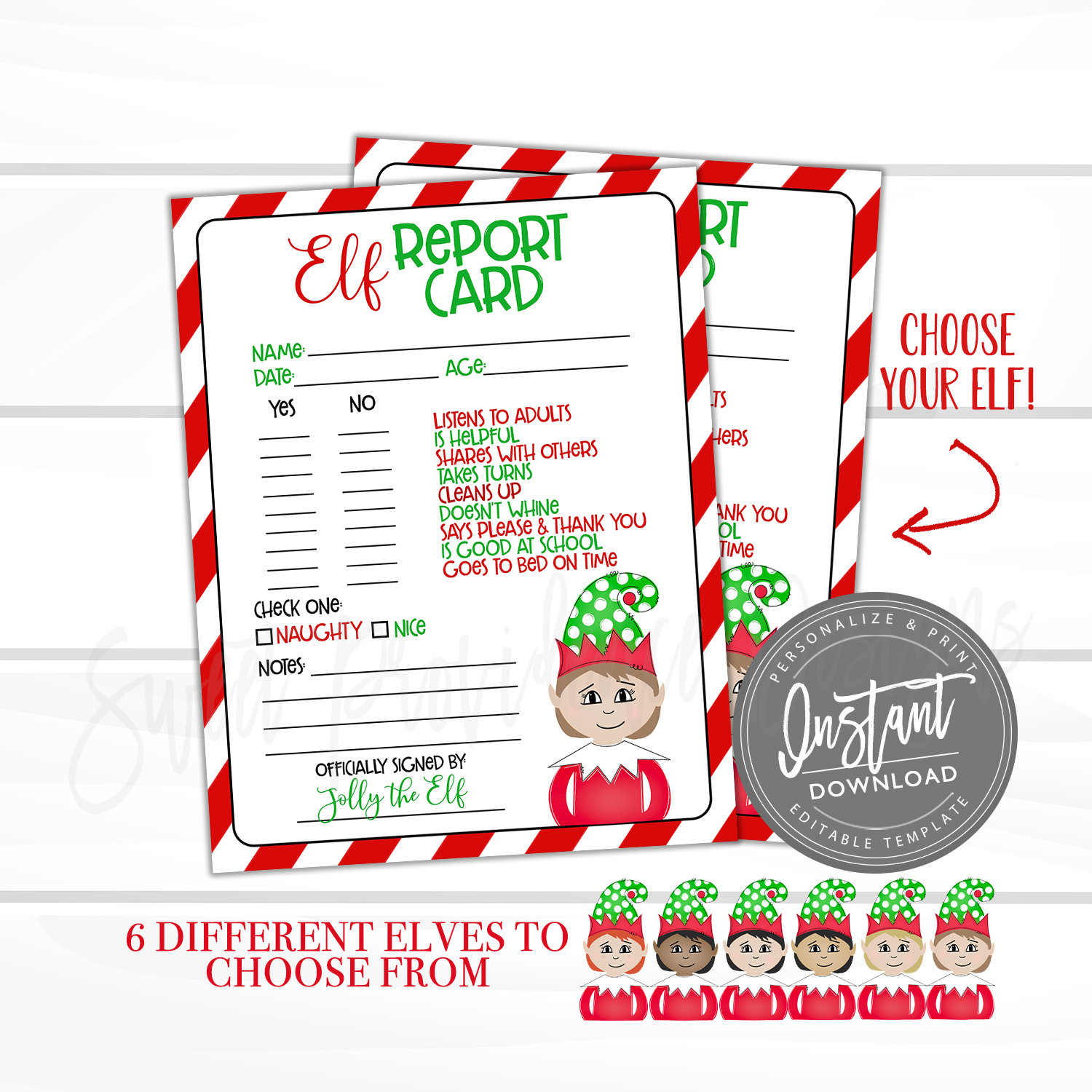 Editable Elf Report Card, Editable Elf Report Card, 2020 Santa Letter
