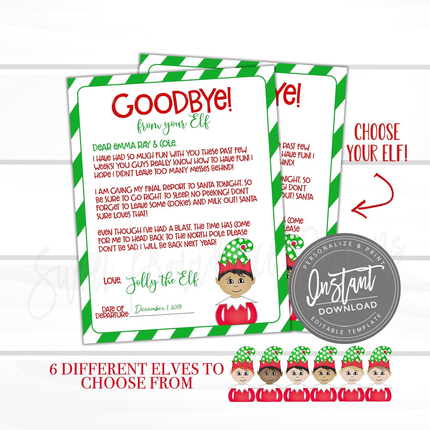 EDITABLE Elf Goodbye Stationery, Printable Elf Letters, Notes from the Elf, Elf Prop Idea, DIY Elf Activity Santa North Pole Instant Access - Image 9