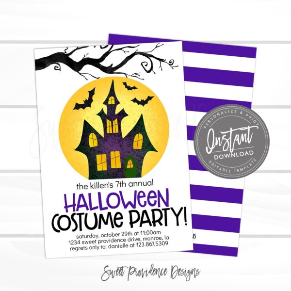 Halloween Party Invite, Costume Birthday Party, Editable Halloween ...