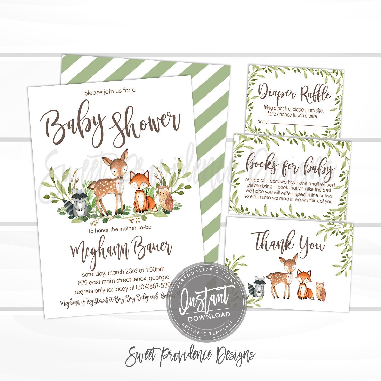 Woodland Baby Shower Invitation Kit