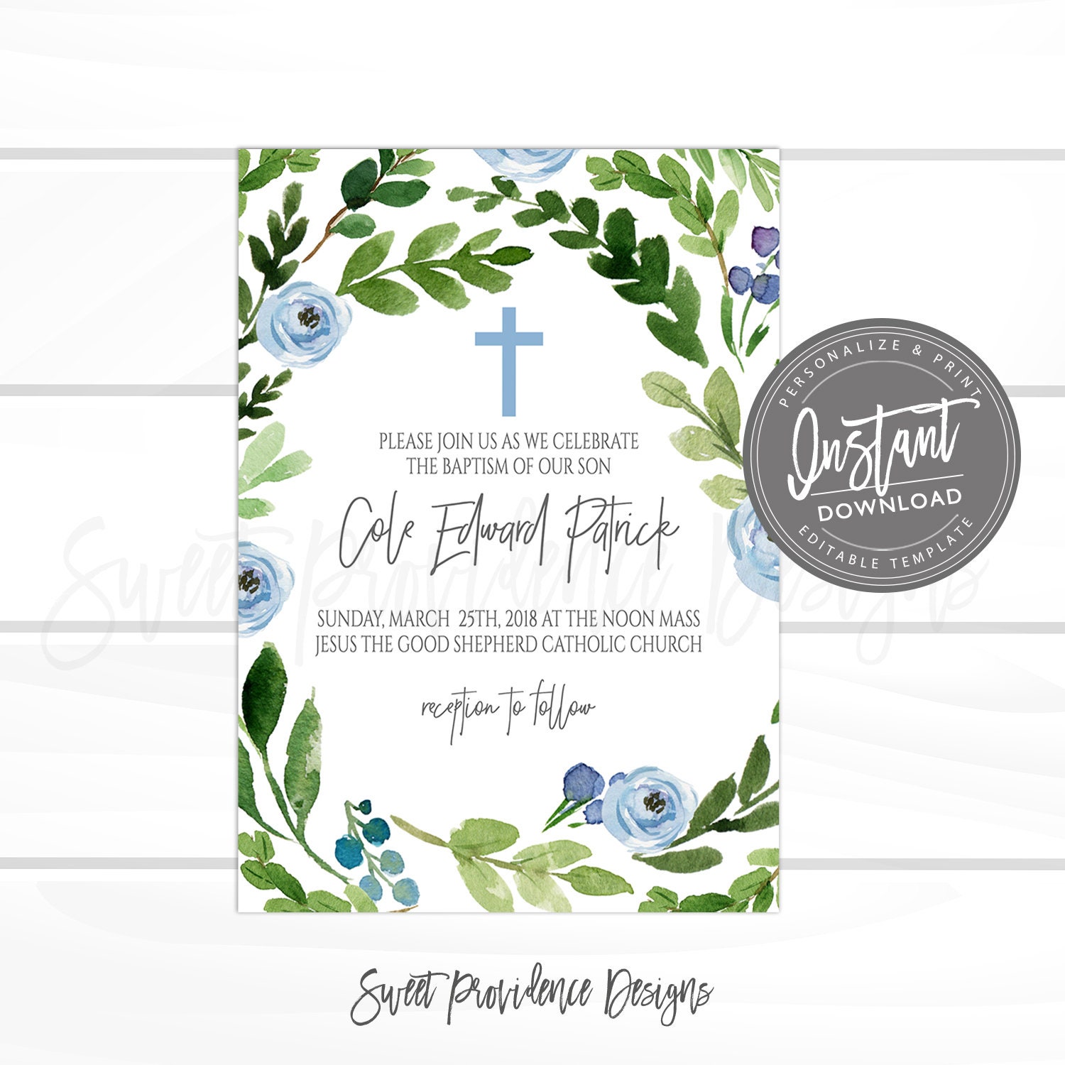 Baptism Editable Invitation Download