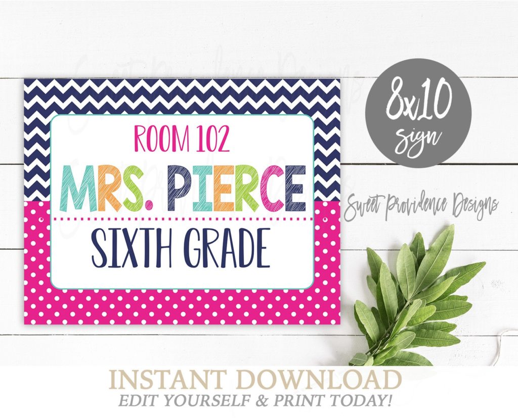 Editable Classroom Sign decor, School Room Number, Door Poster, Any ...