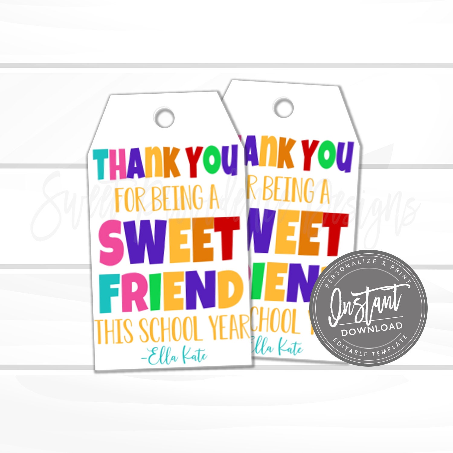 Student Classmate Sweet Gift Tag, Thank You Sweet Year Favor Tag