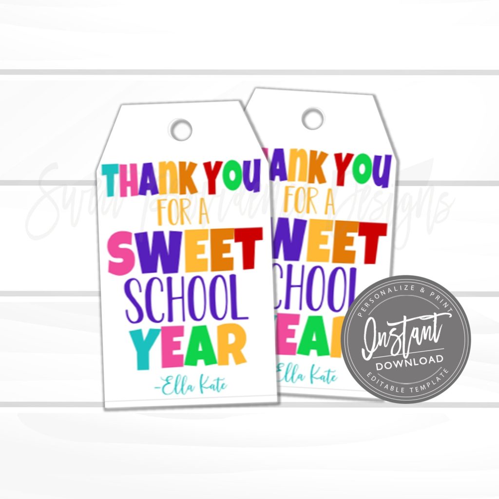 Teacher Appreciation Sweet Gift Tag, Thank You Sweet Year Favor Tag ...